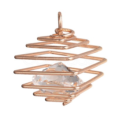 Cube Iron Resin Rhinestone Wire Pendants IFIN-I021-07KCG-1