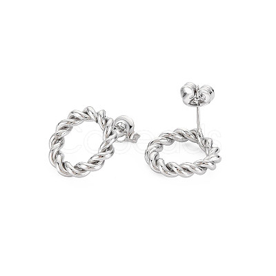 Non-Tarnish 304 Stainless Steel Twist Rope Ring Stud Earrings for Woman X-EJEW-N097-006P-1