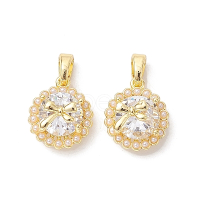 Brass Micro Pave Clear Cubic Zirconia Charms KK-K360-15G-1