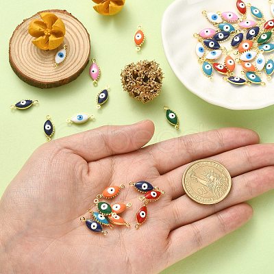 50Pcs Brass Enamel Connector Charms KK-CJ0001-81-1