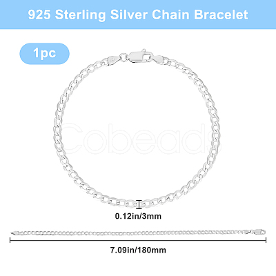 1Pc 925 Sterling Silver Curb Chain Bracelets BJEW-BBC0001-06C-1
