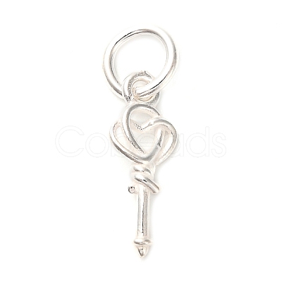 S925 Sterling Silver Heart Key Charms STER-K183-02A-S-1