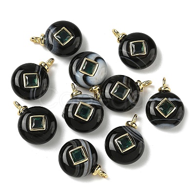 Natural Black Banded Agate Pendants G-H328-08G-D20-1