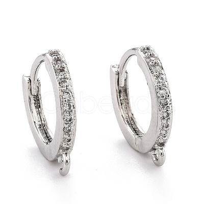 Brass Micro Pave Clear Cubic Zirconia Huggie Hoop Earring Findings EJEW-O107-01P-1