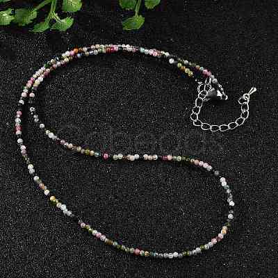 Natural Multicolor Tourmaline Beaded Necklaces NJEW-JN02492-08-1