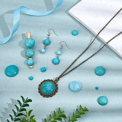 180Pcs 8 Styles Craft Findings Dyed Synthetic Turquoise Gemstone Flat Back Dome Cabochons G-PH0003-28-1