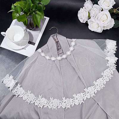 Detachable Polyester Bridal Lace Shawls AJEW-WH0248-17-1