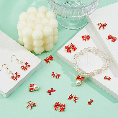 54Pcs 9 Styles Bowknot Alloy Enamel Pendants ENAM-DC0002-09B-1