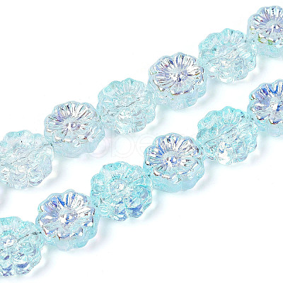 Electroplate Transparent Glass Beads Strands EGLA-N055-01A-1