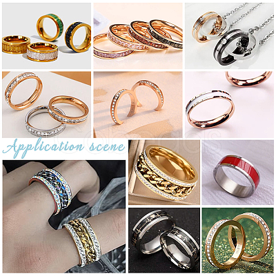 18Pcs 9 Size 201 Stainless Steel Grooved Finger Ring Settings STAS-UN0049-69P-1