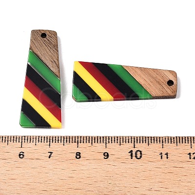 Jamaican Colour Epoxy Resin & Walnut Wood Pendants RESI-N039-122M-1