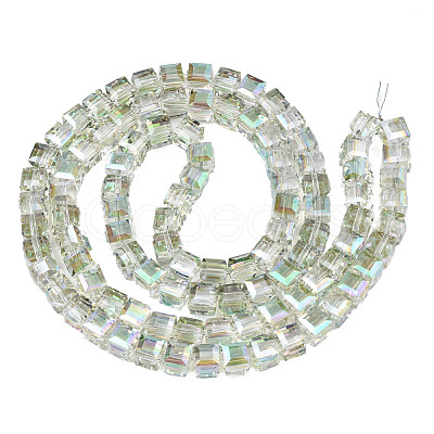 Electroplate Transparent Glass Beads Strands EGLA-N002-28-C02-1