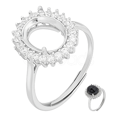1Pc Adjustable 925 Sterling Silver Rhinestone Ring Components FIND-BC0041-69-1