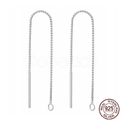 Anti-Tarnish Rhodium Plated 925 Sterling Silver Stud Earring Findings STER-E051-B-01P-1