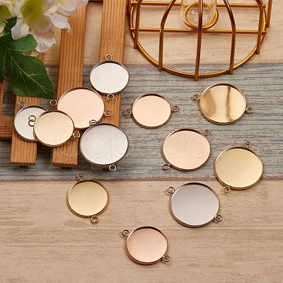 12Pcs 6 Style 304 Stainless Steel Cabochon Connector Settings STAS-SZ0001-42-1