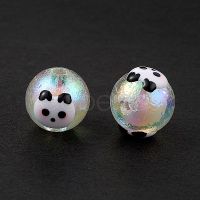 UV Plating Rainbow Iridescent Acrylic Enamel Beads OACR-I003-17A-1