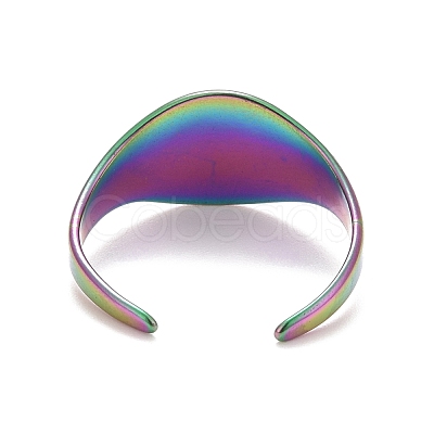 Ion Plating(IP) Rainbow Color 304 Stainless Steel Oval Chunky Open Cuff Ring for Women RJEW-C025-14M-1