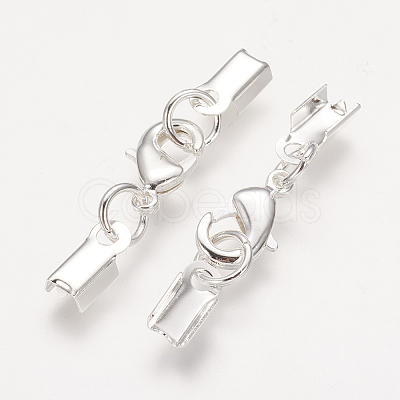 Rack Plating Brass Lobster Claw Clasps with Clip Ends LS-KK-E719-60S-1