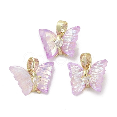 Golden Rack Plating Brass Micro Pave Cubic Zirconia Pendants KK-R161-06G-03-1