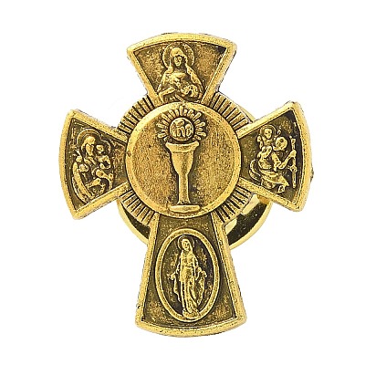 Cross Alloy Black Enamel Pins Brooches JEWB-M049-01AG-02-1