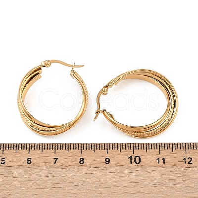 304 Stainless Steel Triple Twist Ring Stud Earrings EJEW-P324-08G-1