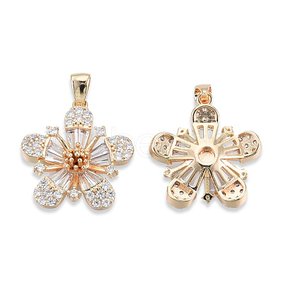 Brass Pave Clear Cubic Zirconia Pendants KK-N232-470-1