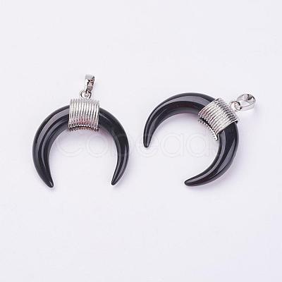 NaturalBlack Agate Pendants G-L466-B10-1