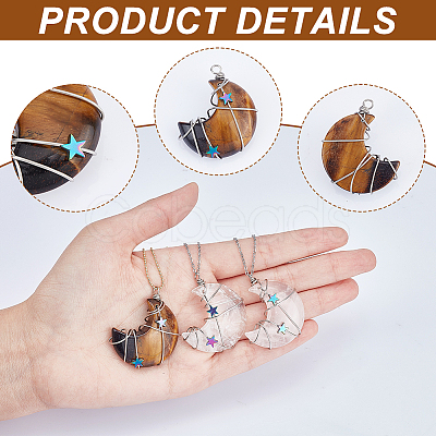 6Pcs 6 Styles Natural & Synthetic Gemstone Copper Wire Pendants G-CA0001-56-1