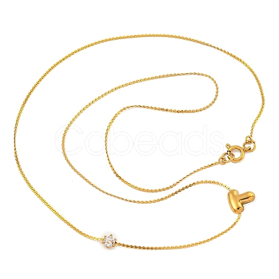 304 Stainless Steel Micro Pave Cubic Zirconia Pendant Necklaces NJEW-H017-01G-T-1