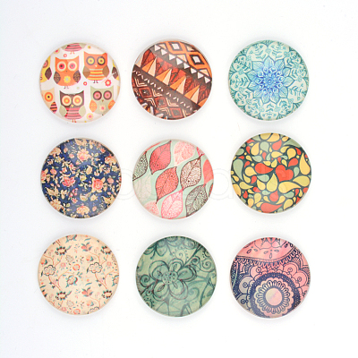 Printed Glass Cabochon GGLA-R037-16mm-M-1