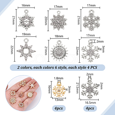 PandaHall Elite 56Pcs 14 Style Alloy Rhinestone Pendants FIND-PH0025-63-1