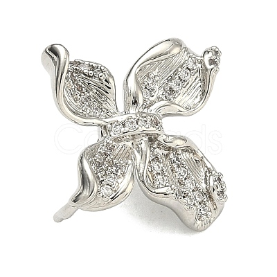 Flower Brass Micro Pave Cubic Zirconia Enhancer Shortener Bails KK-F934-07C-P-1
