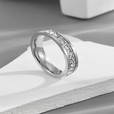 304 Stainless Steel Crystal Rhinestone Finger Rings FS-WG432ED-09-1