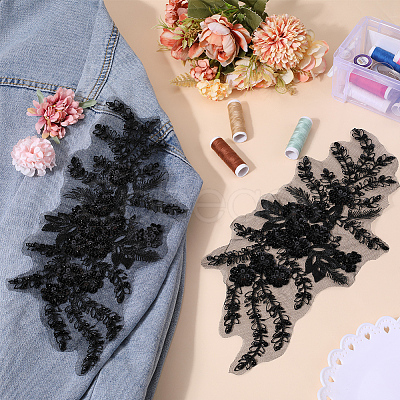 3D Flower Polyester Embroidery Sew on Appliques PATC-WH0012-02A-1