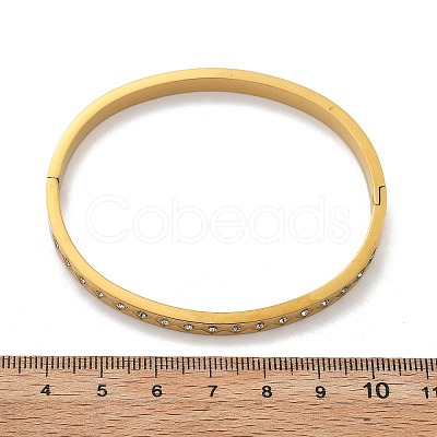 304 Stainless Steel Rhinestone Bangles for Women BJEW-Z092-13G-1