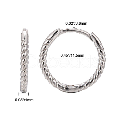 Anti-Tarnish Unisex Rhodium Plated 925 Sterling Silver Hoop Earrings EJEW-AA00271-06P-1