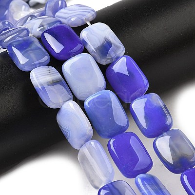 Natural Striped Agate/Banded Agate Beads Strands G-B137-B01-01E-1