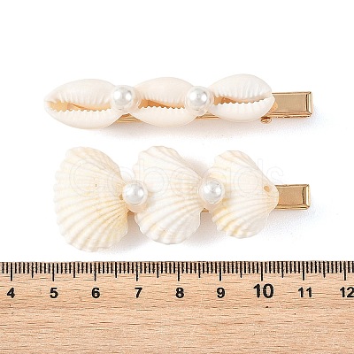 4Pcs 4 Styles Natural Shell Alligator Hair Clips PHAR-TA000002-1