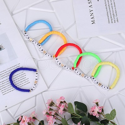 6Pcs 6 Style Polymer Clay Heishi Surfer Stretch Bracelets Set BJEW-SW00120-1