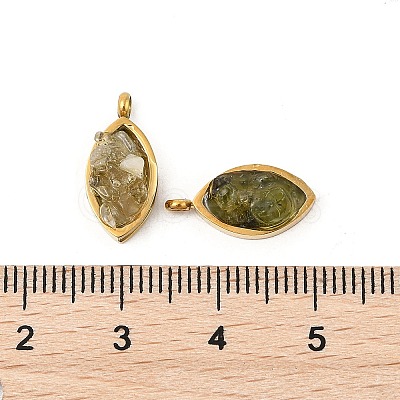 Natural Mixed Stone Chip 304 Stainless Steel Horse Eye Pendants KK-P300-13G-1