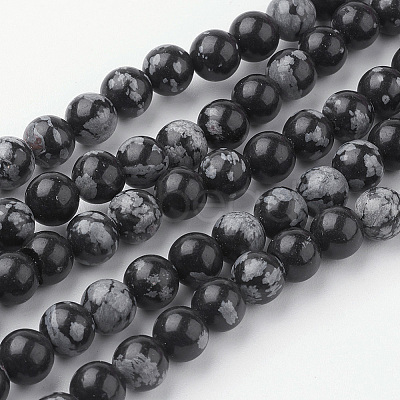 Natural Snowflake Obsidian Bead Strands G-G735-72-6mm-1