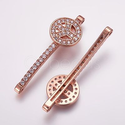 Brass Micro Pave Cubic Zirconia Links ZIRC-F053-14RG-1