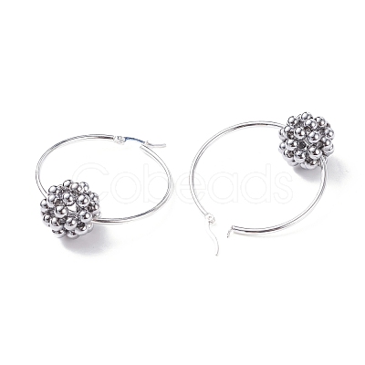 Ball Beaded Big Hoop Earrings EJEW-JE04804-1