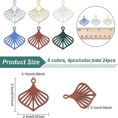 BENECREAT 24Pcs 6 Colors Alloy Pendants FIND-BC0003-28-1