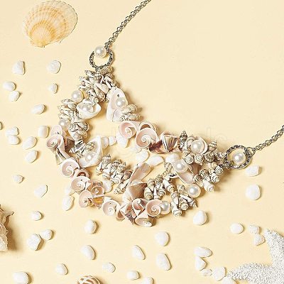 Shell Bib Statement Necklaces Set NJEW-PH0001-07-1