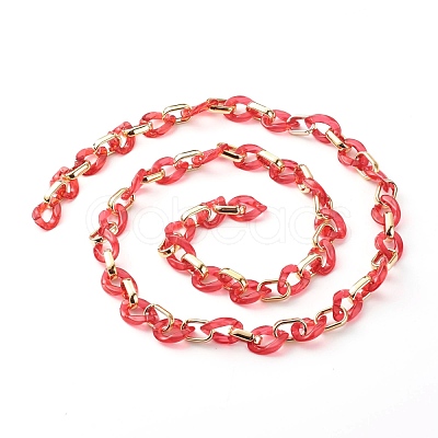 Handmade Opaque Spray Painted Acrylic & CCB Plastic Chain AJEW-JB01010-03-1