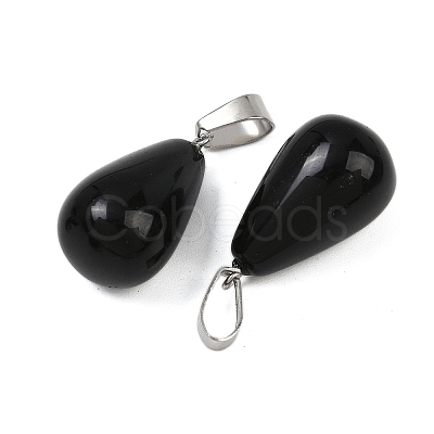Natural Obsidian Pendants G-S364-072P-03-1