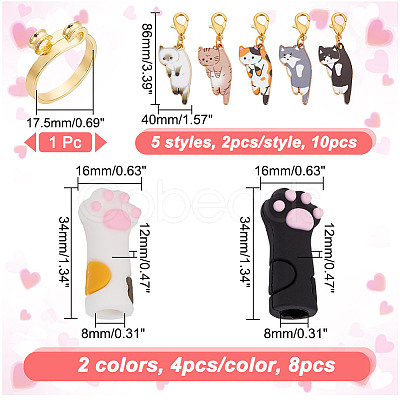 DIY Cat & Paw Print Knitting Tool Sets HJEW-NB00096-1