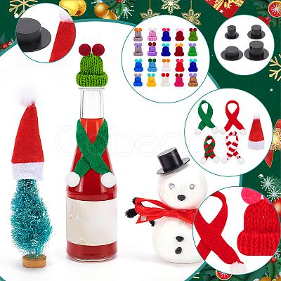 Christmas Theme Plastic Doll Hat & Cloth Scarf Sets DIY-NB0012-65-1