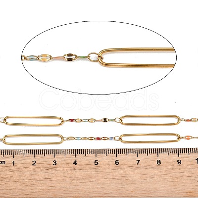 304 Stainless Steel Enamel Dapped Chain Oval Link Chains CHS-K021-15G-02-1